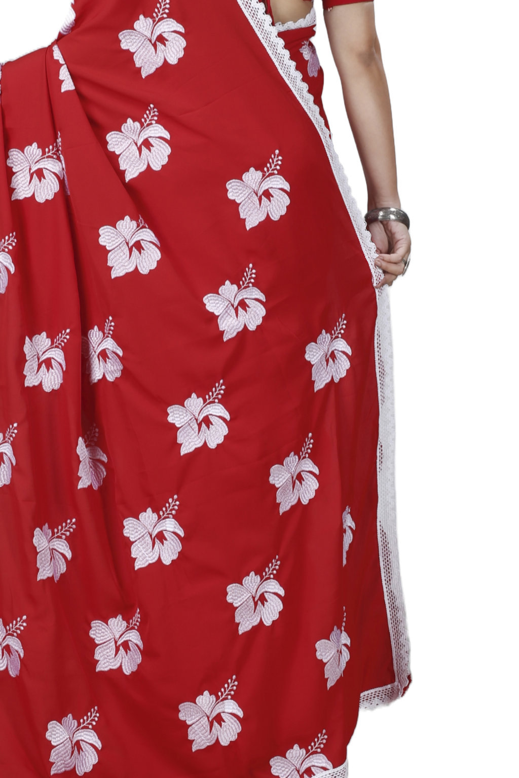 Red White Pure Cotton Teru Hand Loom Saree (1259)